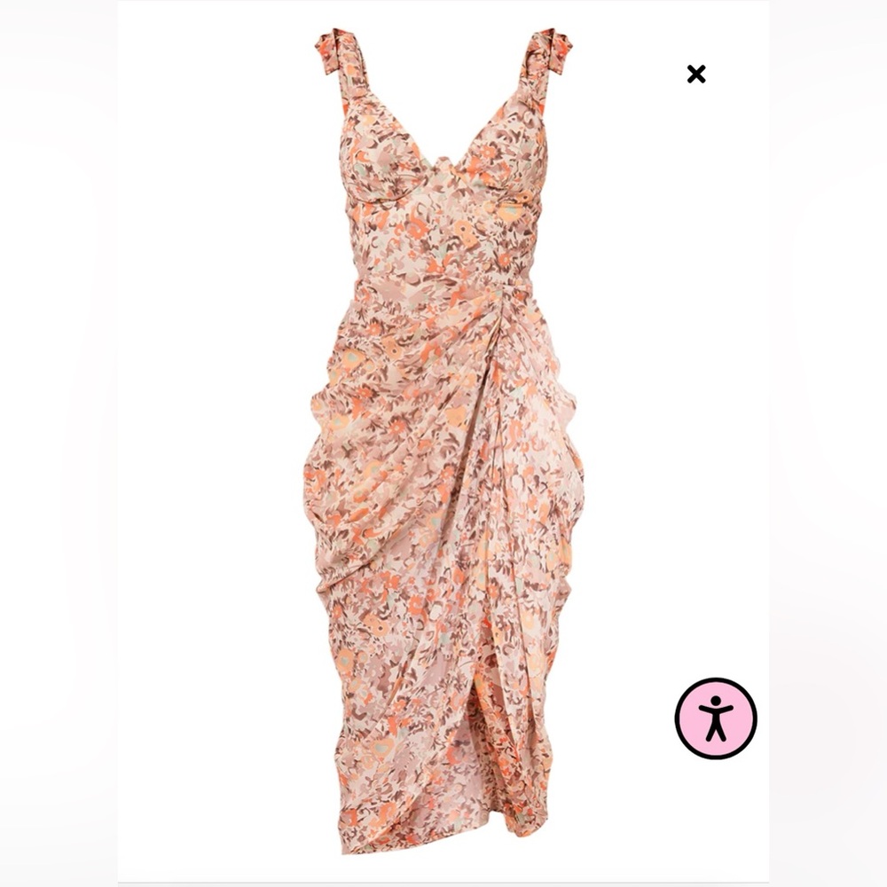 Peach floral midi underwire dress